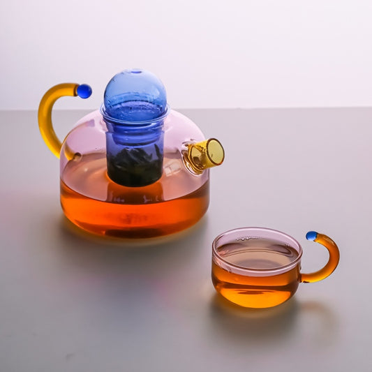 Creative Contrast Color High Temperature Resistant Glass Teapot