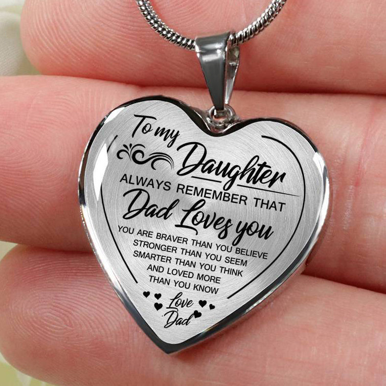 Necklace To my Daughter lovedad Peach Heart Alloy