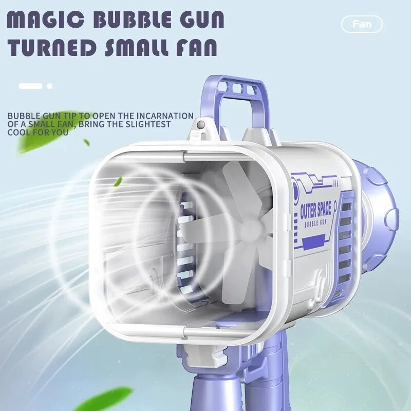 Hot Kids Gatling Bubble Gun Toy 64-Hole Charging Electric Automatic Bubble Machine Summer Outdoor Soap Water Children Toys