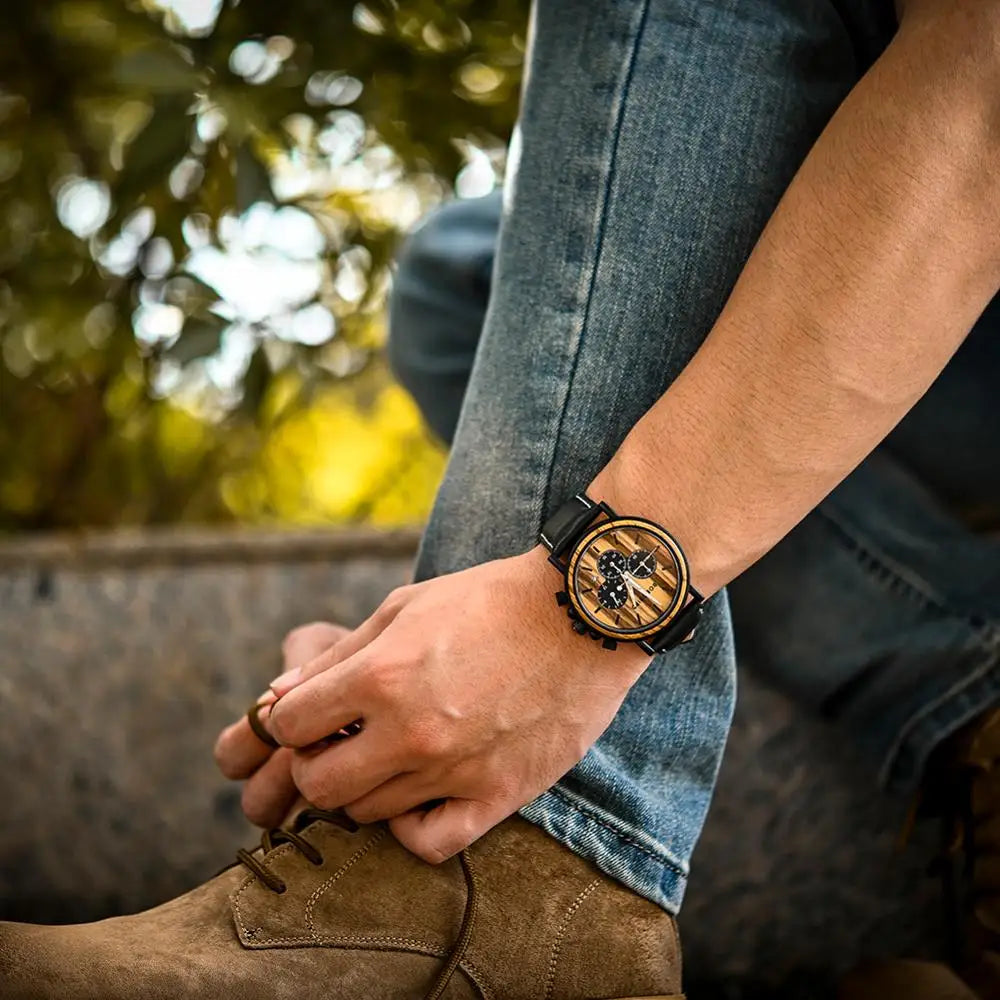 reloj hombre BOBO BIRD Men Watch Wood Watches Women Timepieces Chronograph Military Quartz Wristwatches relogio masculino OEM