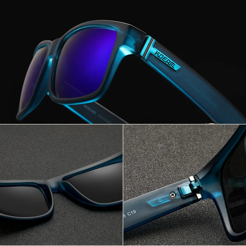 KDEAM 2021 New All Black Square Polarized Sunglasses Men Flat Top Designer Polaroid Glasses Accessories Included CE