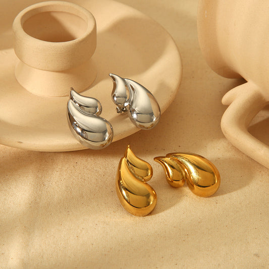 Women's 18K Double-layer Water Drop Stainless Steel Earrings