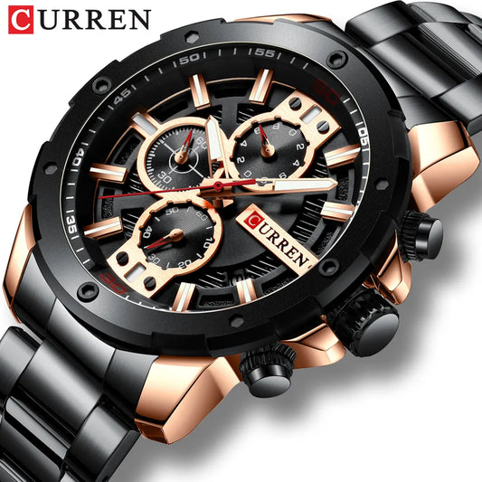 CURREN Luxury Quartz Wristwatch Men Sport Watches Relogio Masculino 8336 Stainless Steel Band Chronograph Clock Male Waterproof
