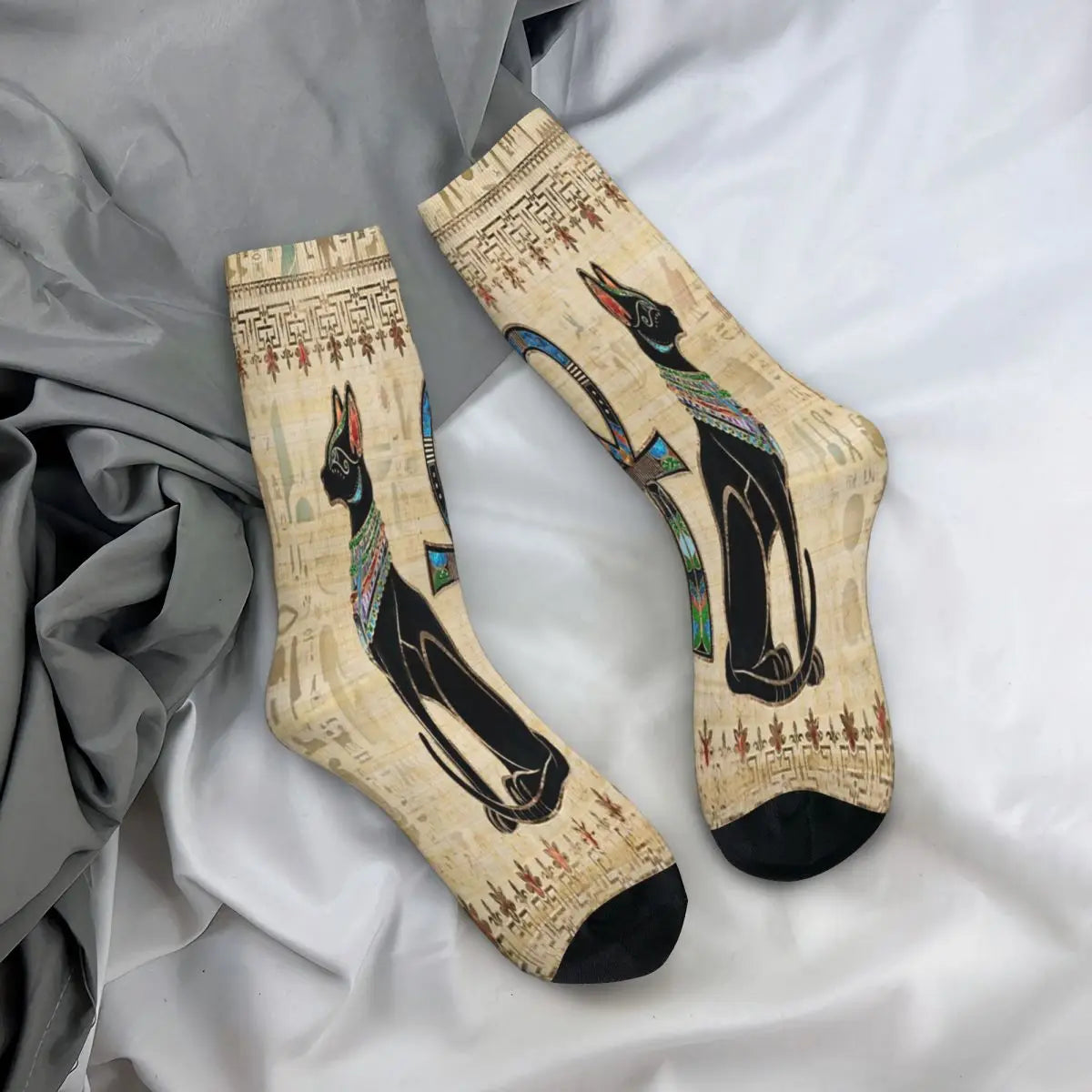 Cats And Ankh Cross Ancient Egypt Egyptian Socks Male Mens Women Spring Stockings Hip Hop