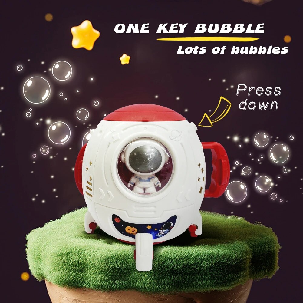 Automatic Bubble Machine Rocket Bubble Shape Blower Astronaut Pomperos Soap Bubbles Maker Electric Outdoor Toy Children Day Gift