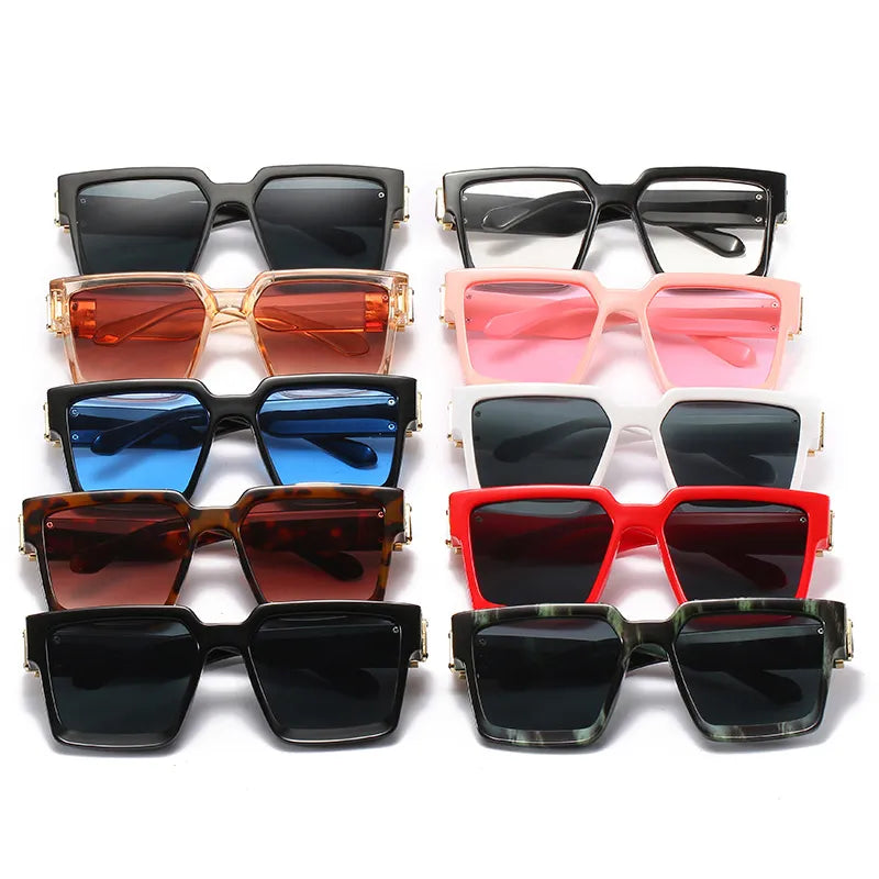 New Luxury Brand Designer Square Oversized Sunglasses Men Women 2022 Fashion Thick Frame Glasses Mens UV400 Male Celebrity