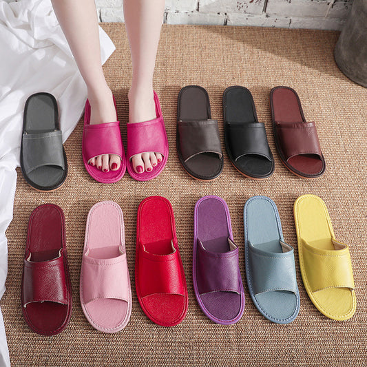 Home Leather Slippers Indoor For Men And Women
