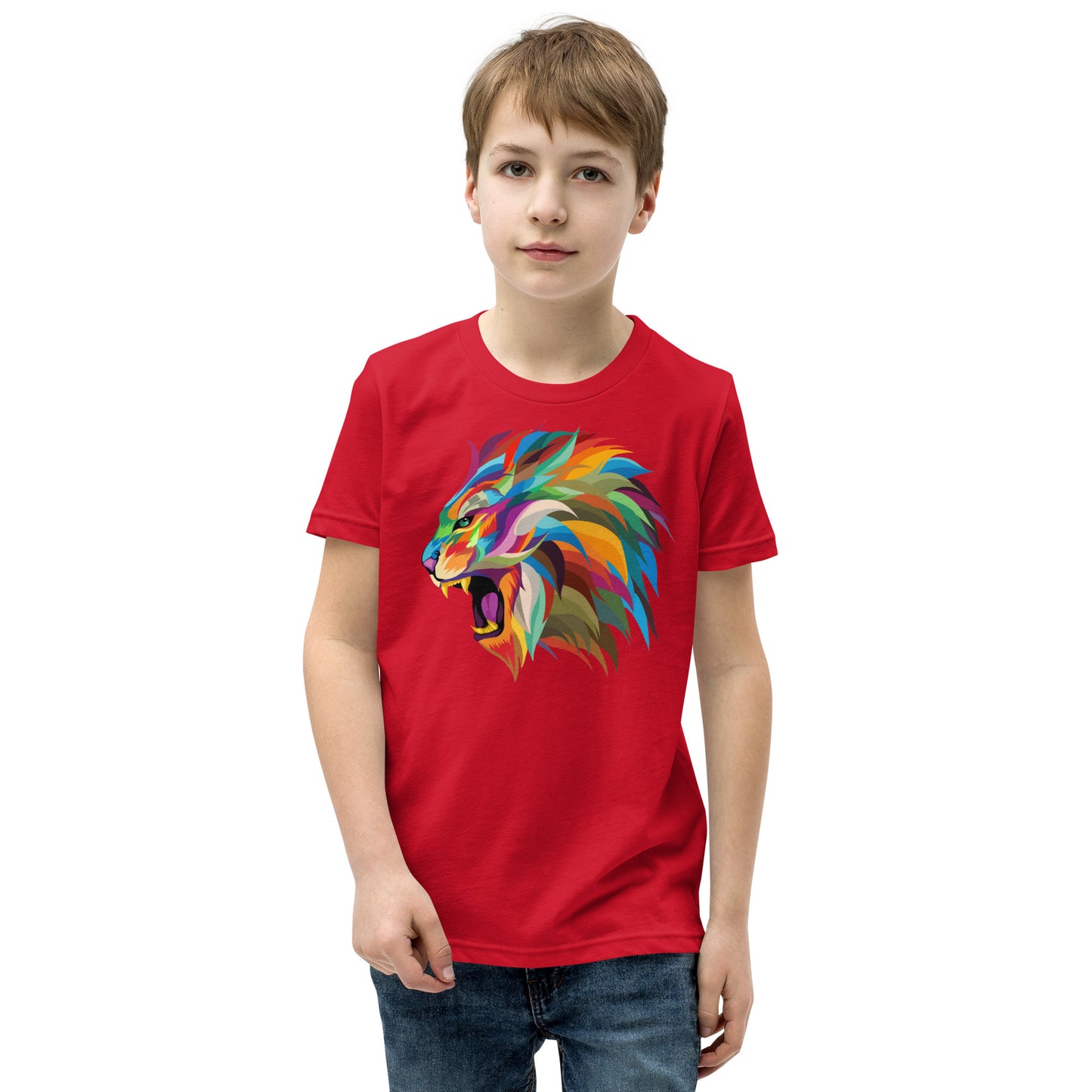 Colorful lion Youth Short Sleeve T-Shirt