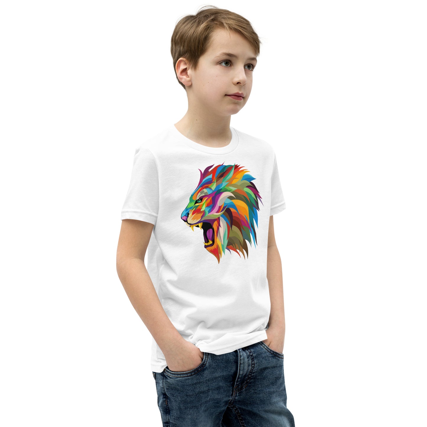 Colorful lion Youth Short Sleeve T-Shirt